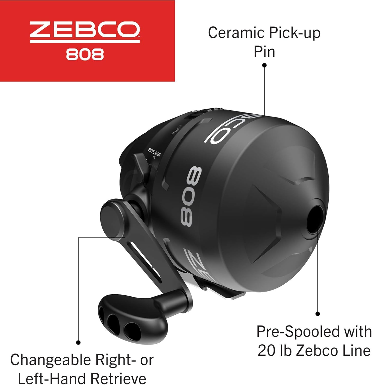 Zebco 808 Spincast Fishing Reel, Size 80 Reel, Changeable Right- or Left-Hand Retrieve, Pre-Spooled with 20-Pound Zebco Fishing Line, Dial-Adjustable Magnum Drag, Black - Image 3